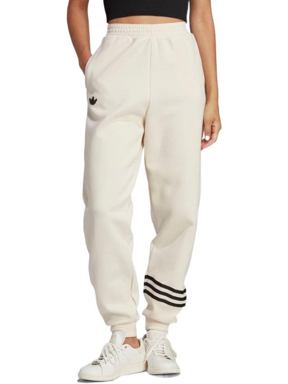 Adidas Wonder White Neuclassics Jogger Sweatpants with 3 Stripes, L